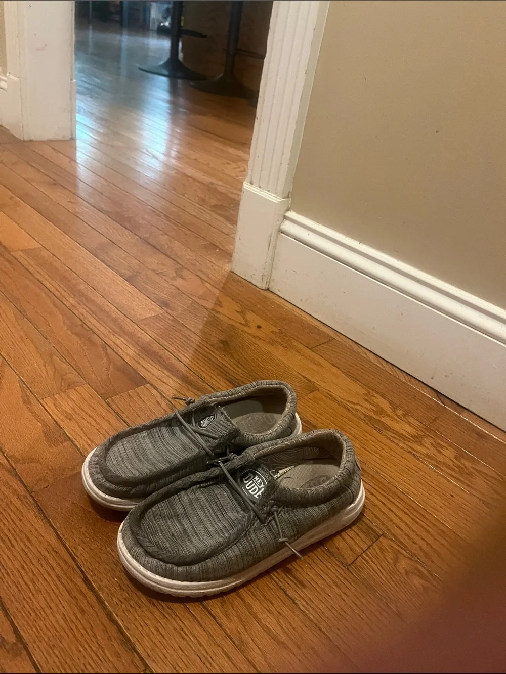 Kids Casual Slip-On Shoes in Gray with White Sole